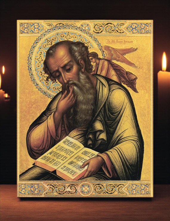 聖使徒であり福音伝道者でもある神学者ヨハネと天使の正教会のイコン