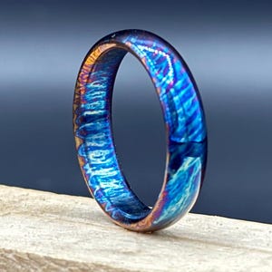 Colorful Titanium Wedding Band 5mm: Heat Anodized Anniversary Ring