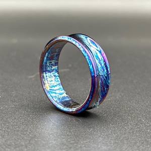 Handmade Colorful Titanium Wedding Band: Anodized Curved Ring, 8mm