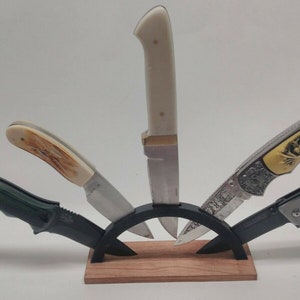 Knife Display Stand for 5 Knives Knife Rack wood base