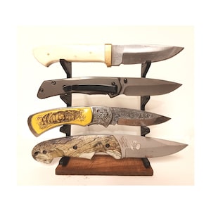 Knife Display Stand for 4 medium - larger Knives Sportsman Hunter  Gifts