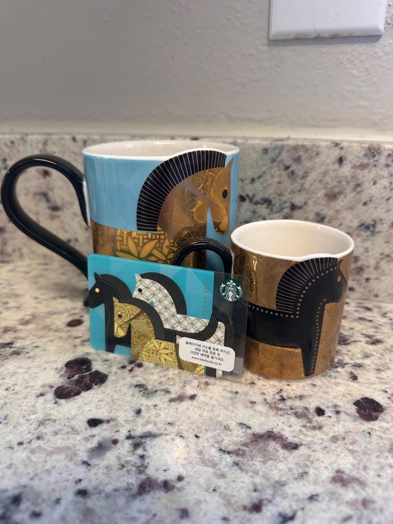 Buy NEVER USED Rare Starbucks 2014 Blue Year of the Horse Ceramic Zodiac  Mug 12 Oz + 3 Oz + Gift Card Online in India - Etsy