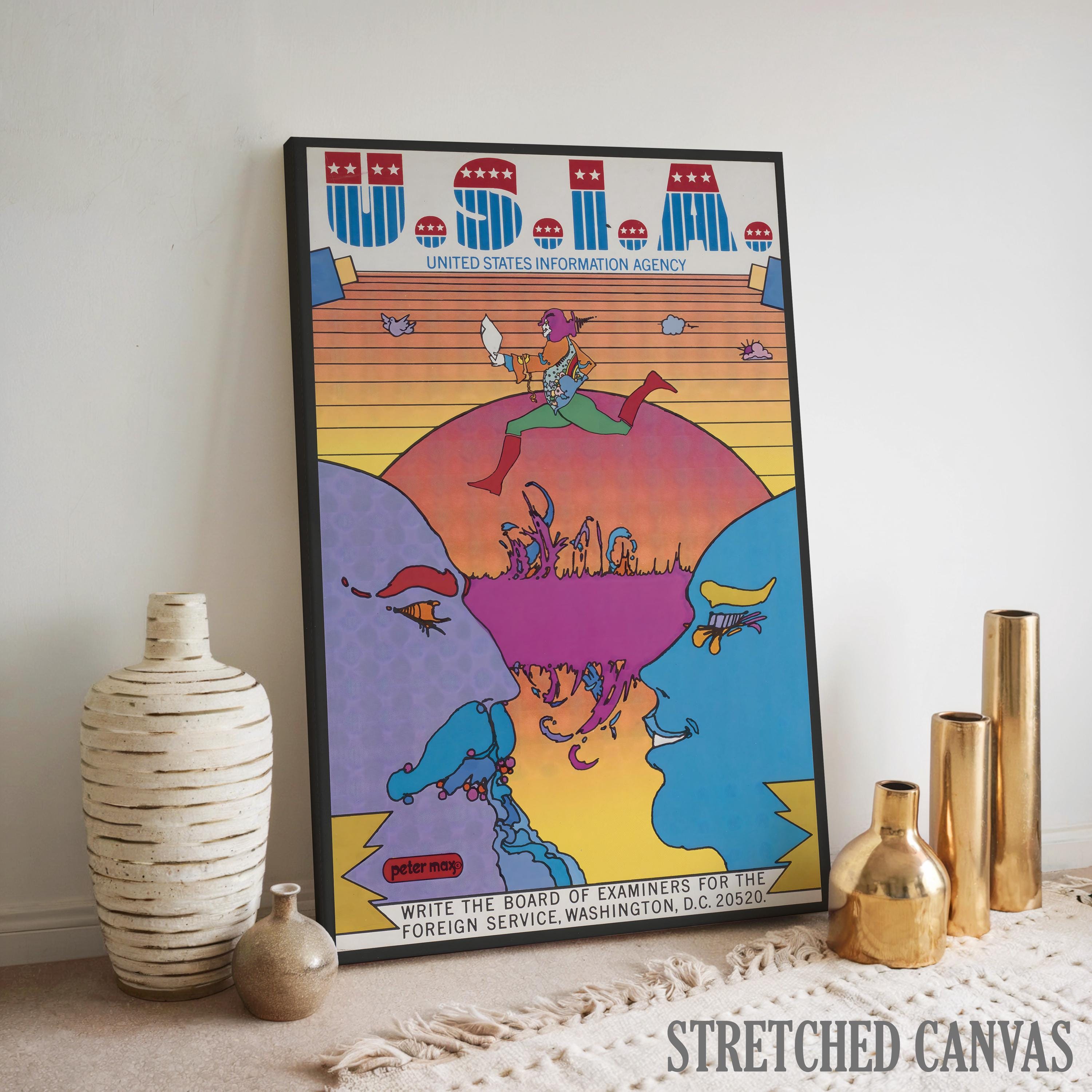 Peter Max USIA Poster, Vintage United States Information Agency
