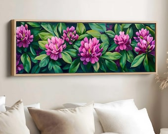 Red Clover Panorama Painting, Vermont State Flower Art, Botanical Wall Art, State Flower Print, US State Flowers Decor, Nature-Inspired Art