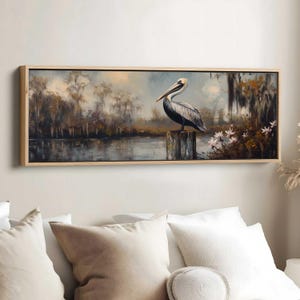 Arte de aves del estado de Luisiana, decoración de pelícano pardo, arte de flores de magnolia, arte de pared de Luisiana, póster de aves del estado, regalo para amantes de las aves, arte de aves del estado