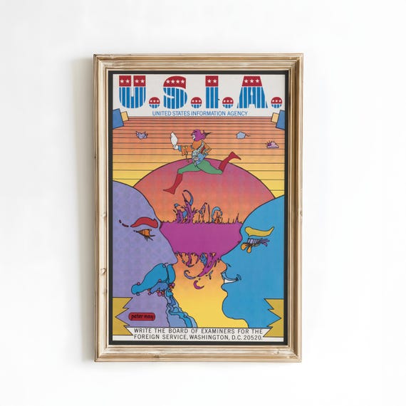 Peter Max USIA Poster, Vintage United States Information Agency