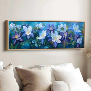 Rocky Mountain Columbine Panorama Painting, Colorado State Flower Art, Botanical Wall Art, State Flower Print, US State Flowers Decor