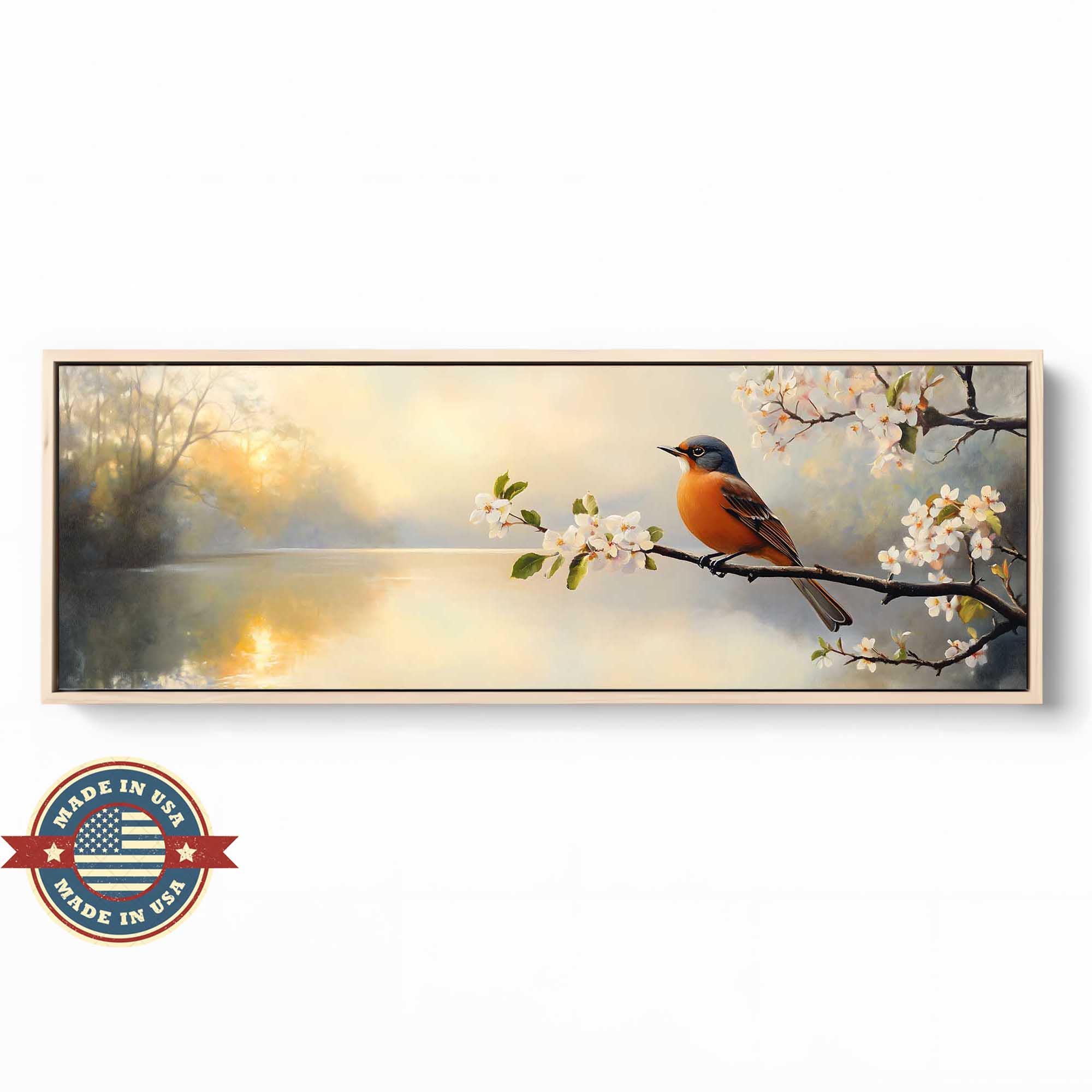 Michigan State Bird Art, American Robin Decor, Apple Blossom Art ...