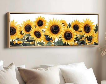 Sunflower Panorama Painting, Kansas State Flower Art, Botanical Wall Art, State Flower Print, US State Flowers Decor, Nature-Inspired Art