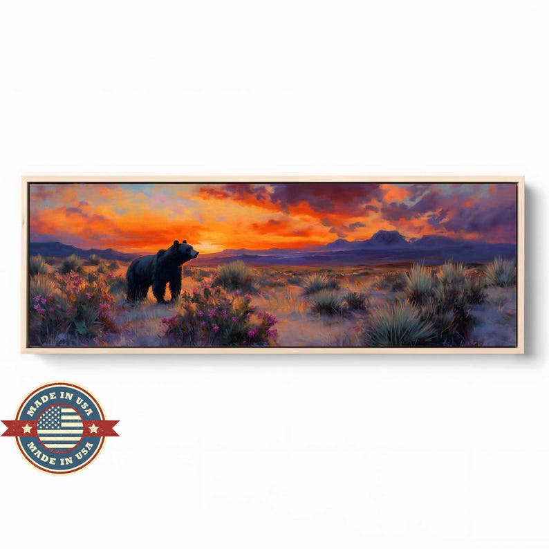 Panoramic Wall Art, Black Bear, State Animal Art, Louisiana, Alabama ...