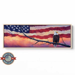 Bald Eagle American Flag Wall Art, American flag Painting, Bald Eagle Flag, Patriotic American Flag, US Flag Canvas, Bald Eagle Painting