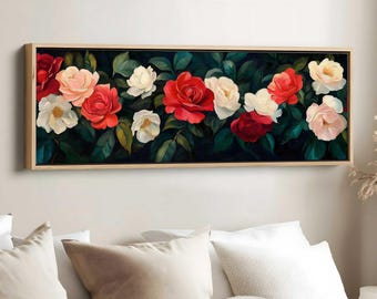Rose Panorama Painting, New York State Flower Art, Botanical Wall Art, State Flower Print, US State Flowers Decor, Nature-Inspired Art