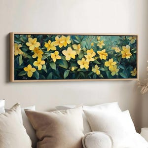Yellow Jasmine Panorama Painting, South Carolina State Flower Art, Botanical Wall Art, State Flower Print, US State Flowers Decor