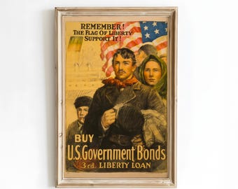 WWI, Victory Gardens, American Flag, Vintage Reproduction 