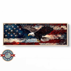 Bald Eagle American Flag Wall Art, American flag Painting, Bald Eagle Flag, Patriotic American Flag, US Flag Canvas, Bald Eagle Painting