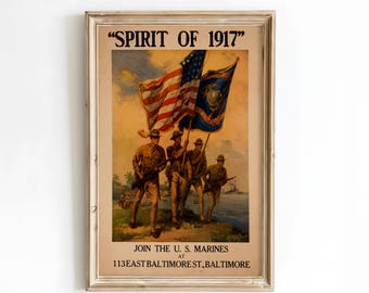 米海兵隊のポスター: ビンテージ陸軍募集広告プリント - Etsy 日本