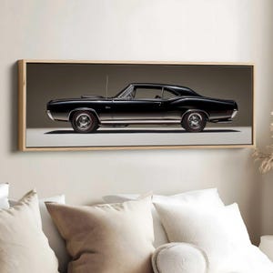 1967 Pontiac GTO, Panoramic Canvas Print, Vintage Automotive Wall Art, Car Lover Gift, Classic Truck Print, Retro Auto Decor