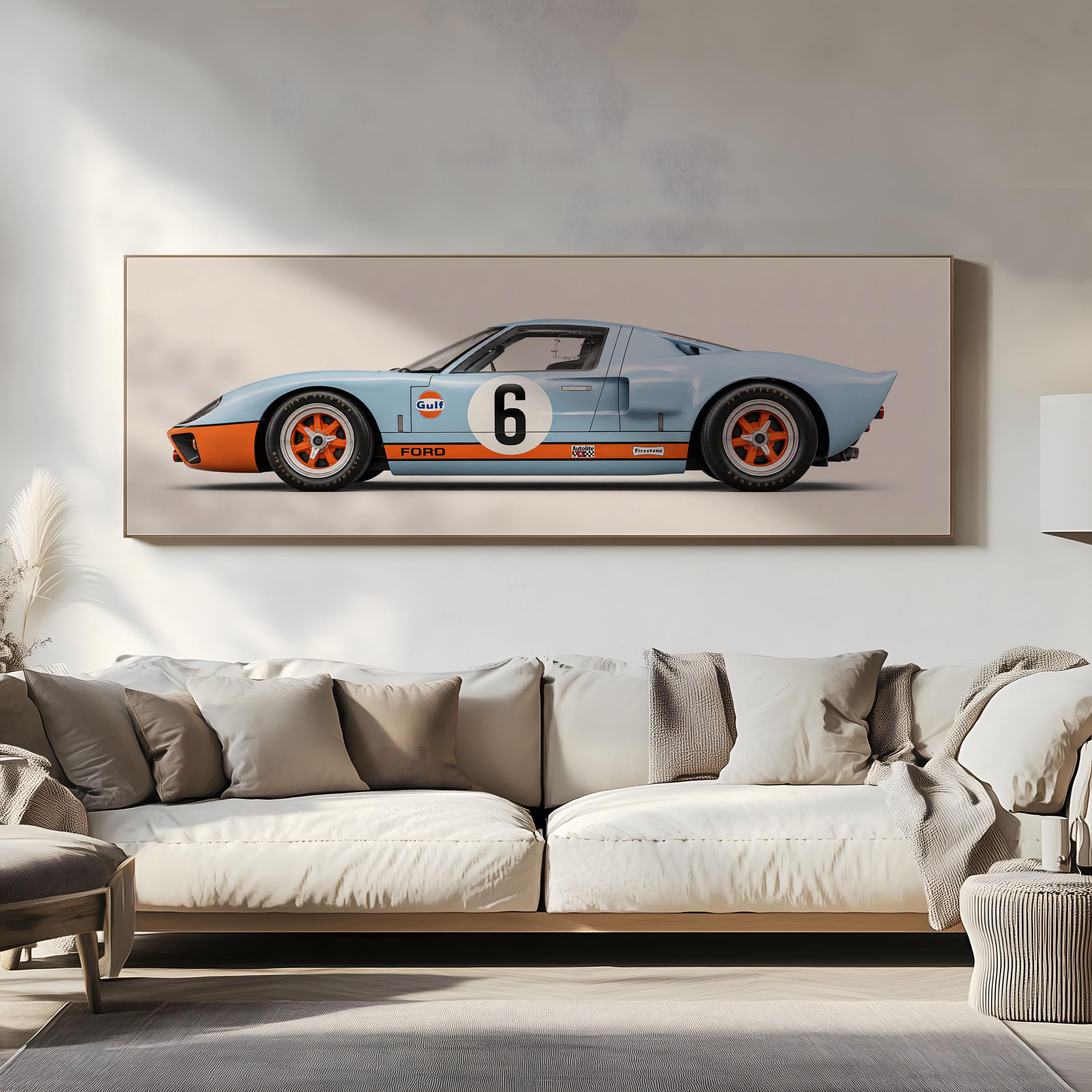 Ford GT40 Gulf Racing Wall Art Print, Vintage Le Mans Race Car Canvas ...