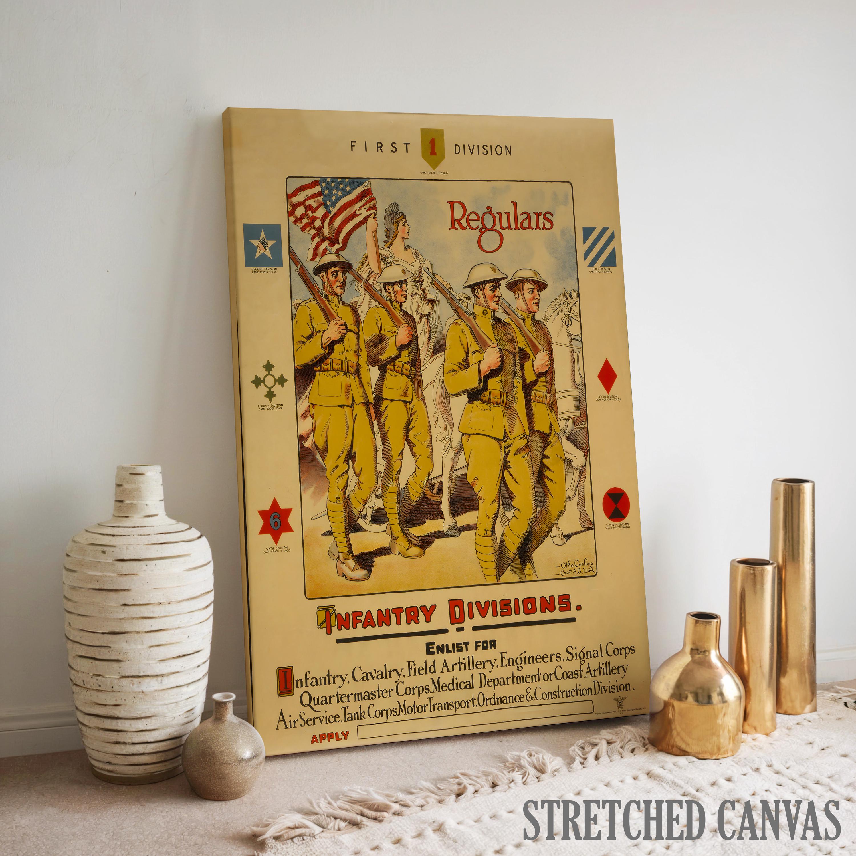 First Georgia Regulars Vintage WWI US Army Recruitment Poster, First Division Regulars ...