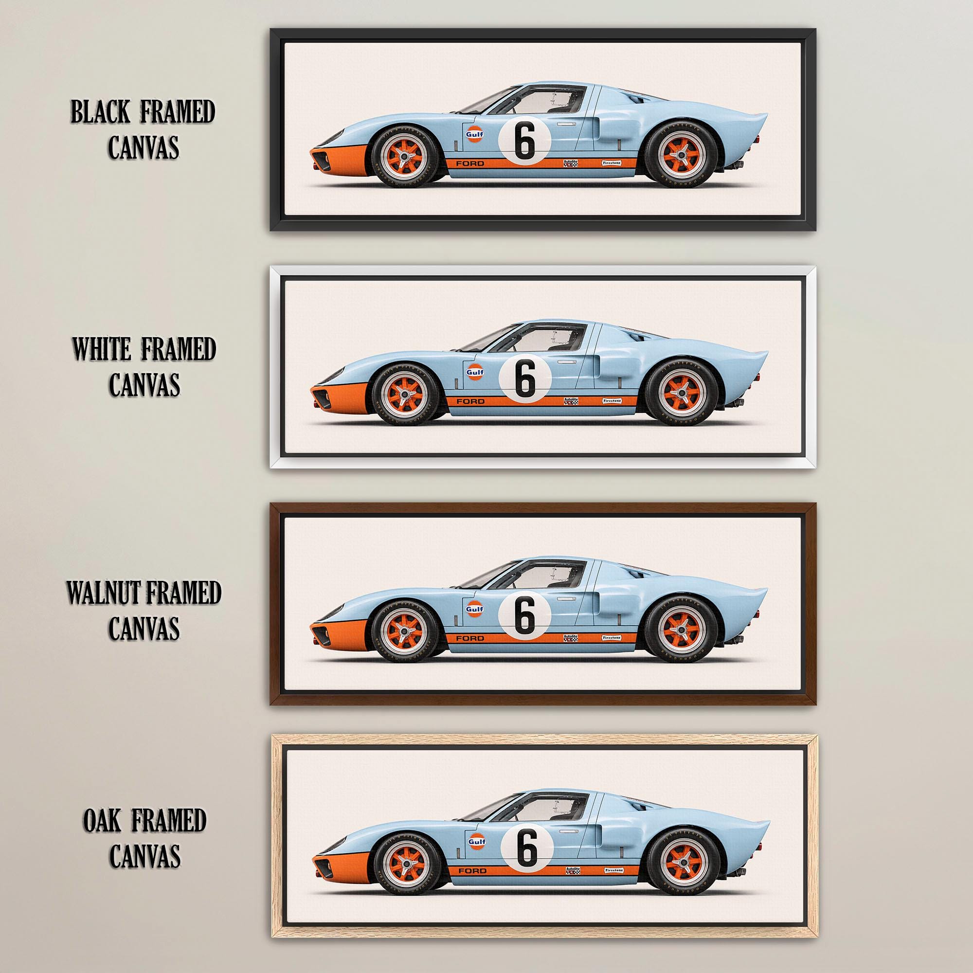 Ford GT40 Gulf Racing Wall Art Print, Vintage Le Mans Race Car Canvas ...