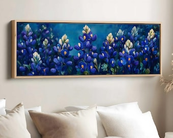Bluebonnet Panorama Painting, Texas State Flower Art, Botanical Wall Art, State Flower Print, US State Flowers Decor, Nature-Inspired Art