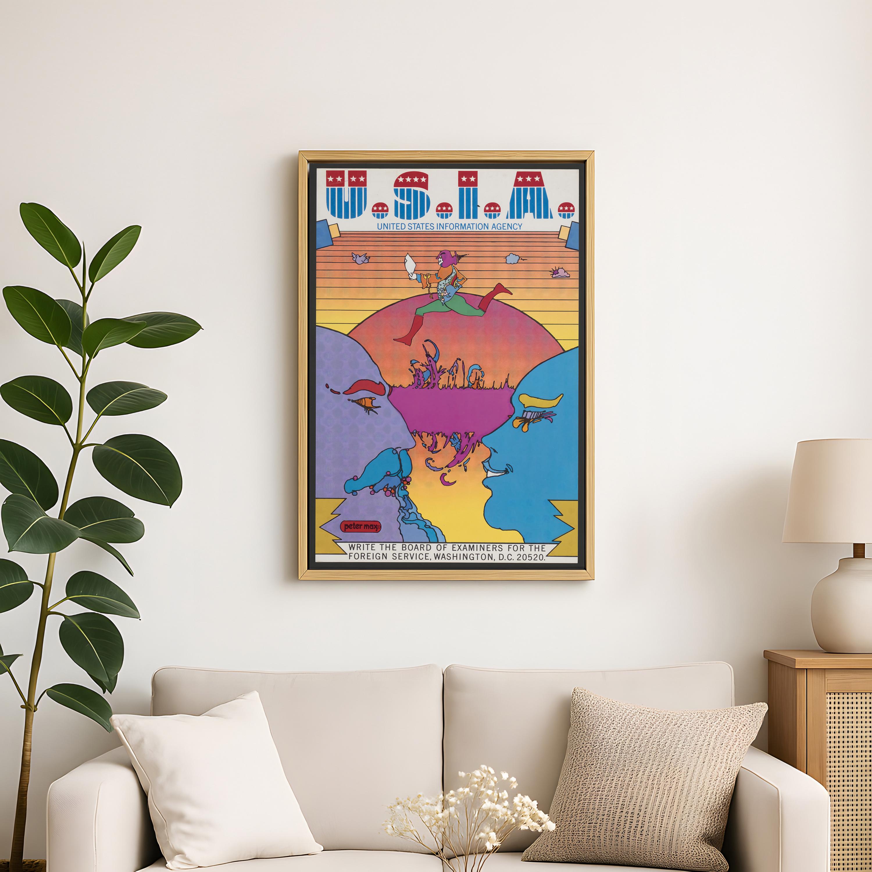 Peter Max USIA Poster, Vintage United States Information Agency