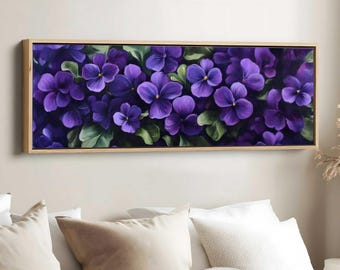 Violet Panorama Painting, Illinois State Flower Art, Botanical Wall Art, State Flower Print, US State Flowers Decor, Nature-Inspired Art