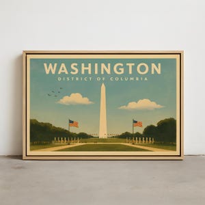 Washington DC Wall Art – Vintage District of Columbia Wall Art Print, Framed Canvas, Stretched Canvas, Poster Print of Washington DC