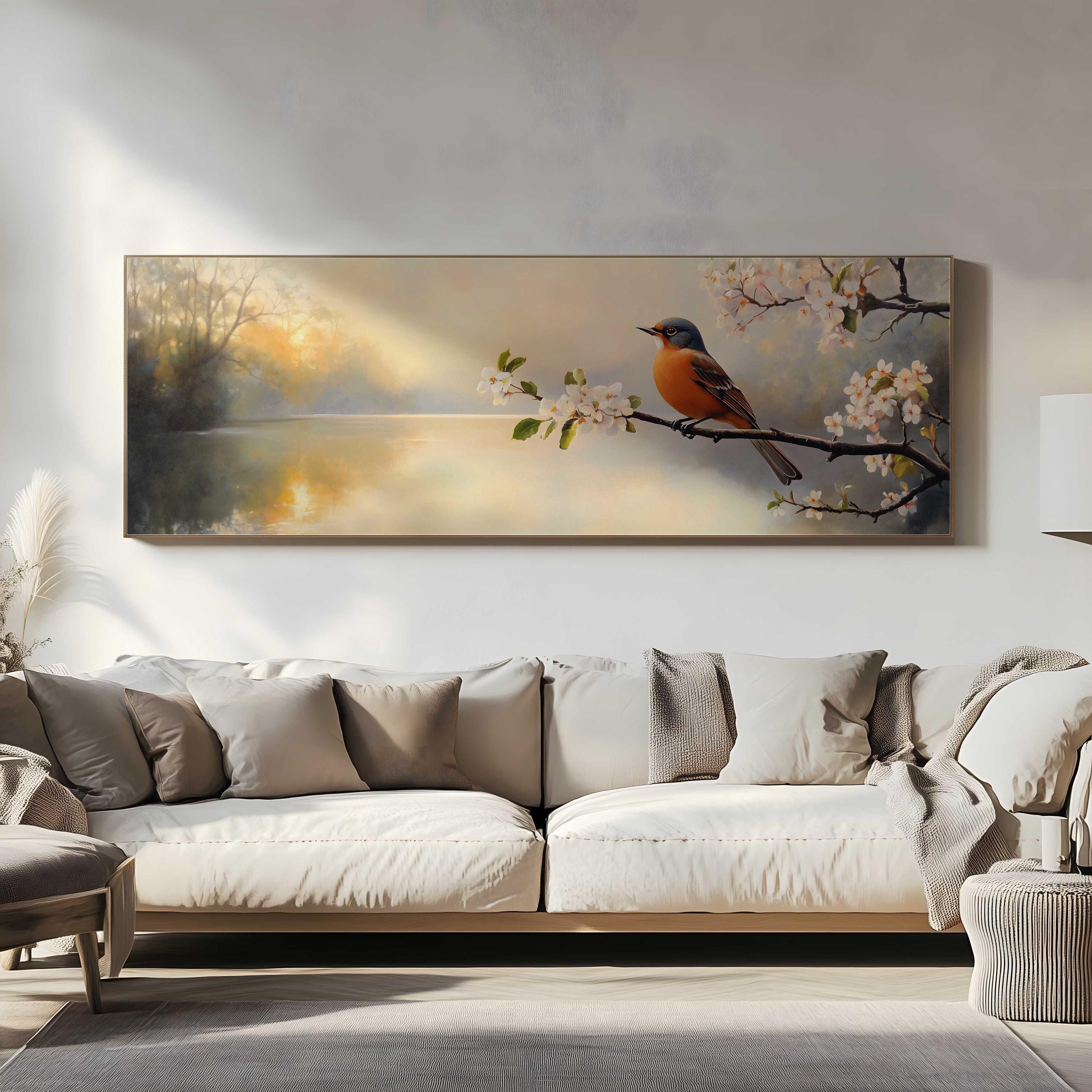 Michigan State Bird Art, American Robin Decor, Apple Blossom Art ...