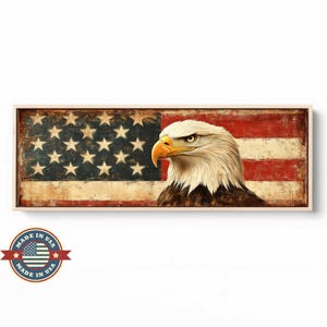 Bald Eagle American Flag Wall Art, American flag Painting, Bald Eagle Flag, Patriotic American Flag, US Flag Canvas, Bald Eagle Painting