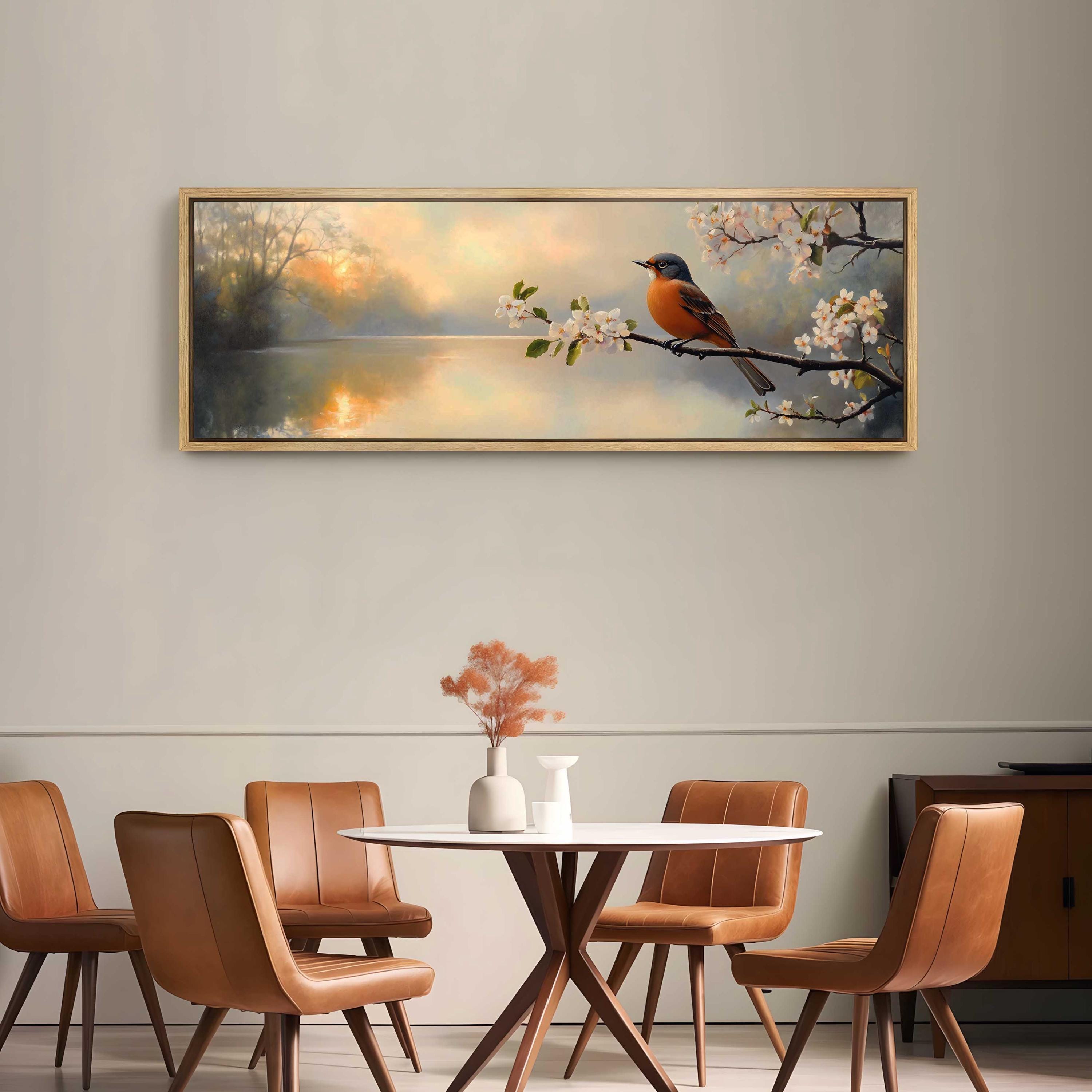 Michigan State Bird Art, American Robin Decor, Apple Blossom Art ...