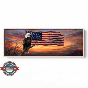 Bald Eagle American Flag Wall Art, American flag Painting, Bald Eagle Flag, Patriotic American Flag, US Flag Canvas, Bald Eagle Painting