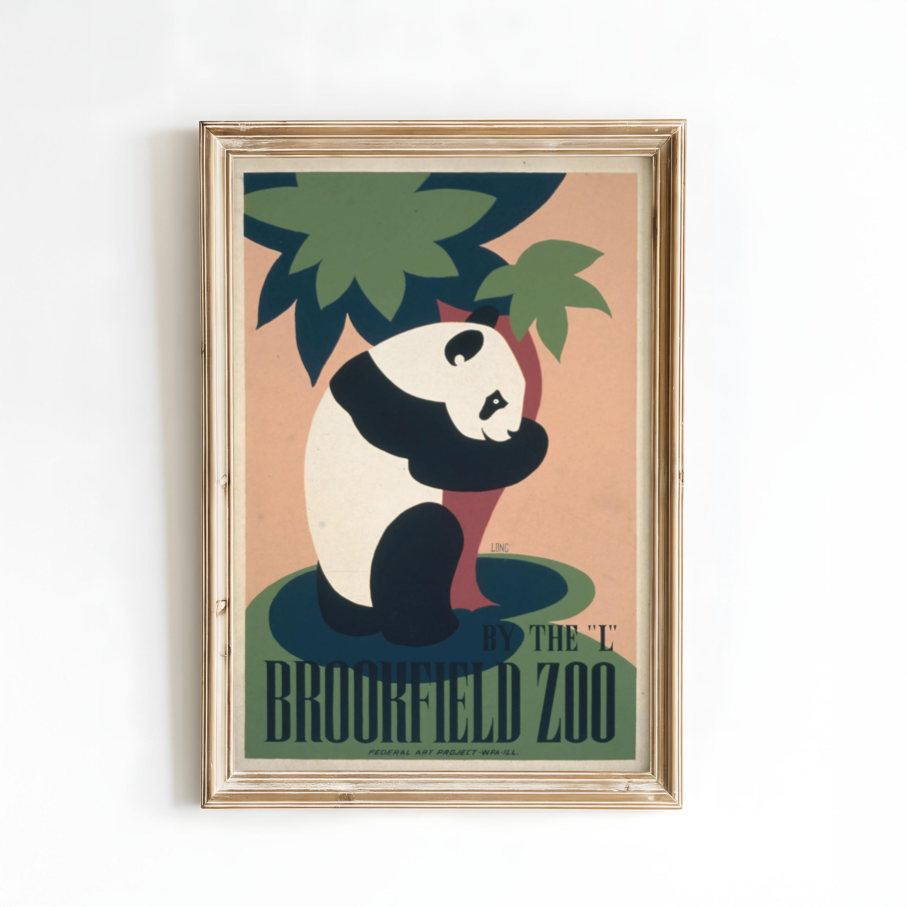Brookfield Zoo Panda Poster Print, Vintage WPA Style Zoo Wall Art ...
