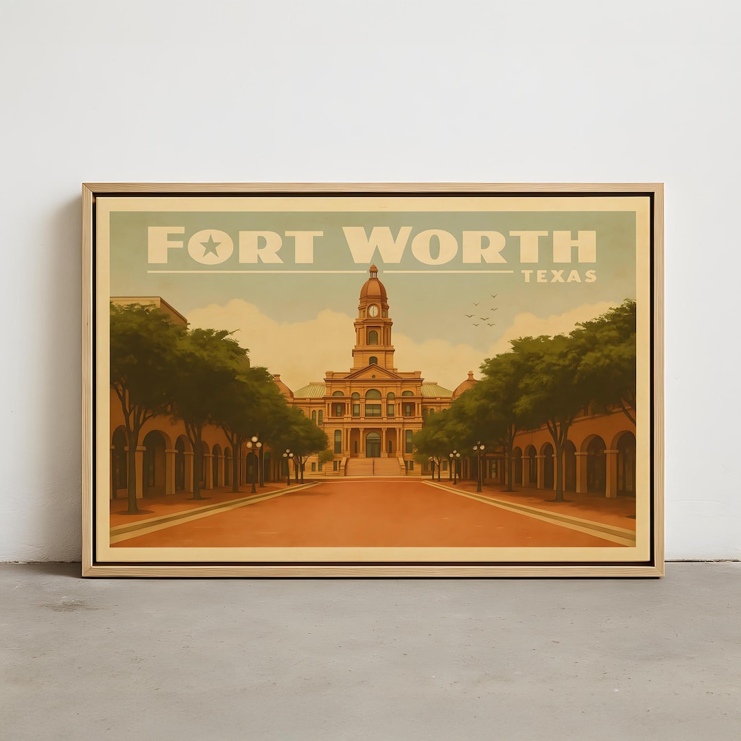 Fort Worth Skyline Wall Art – Vintage Fort Worth TX Wall Art Print ...