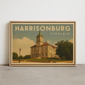 Harrisonburg Skyline Wall Art – Vintage Harrisonburg VA Wall Art Print, Framed Canvas, Stretched Canvas, Poster Print of Harrisonburg