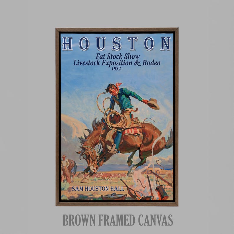 Houston Rodeo Print Houston Rodeo Poster Vintage Western Wall Art, Texas Cowboy Print ...