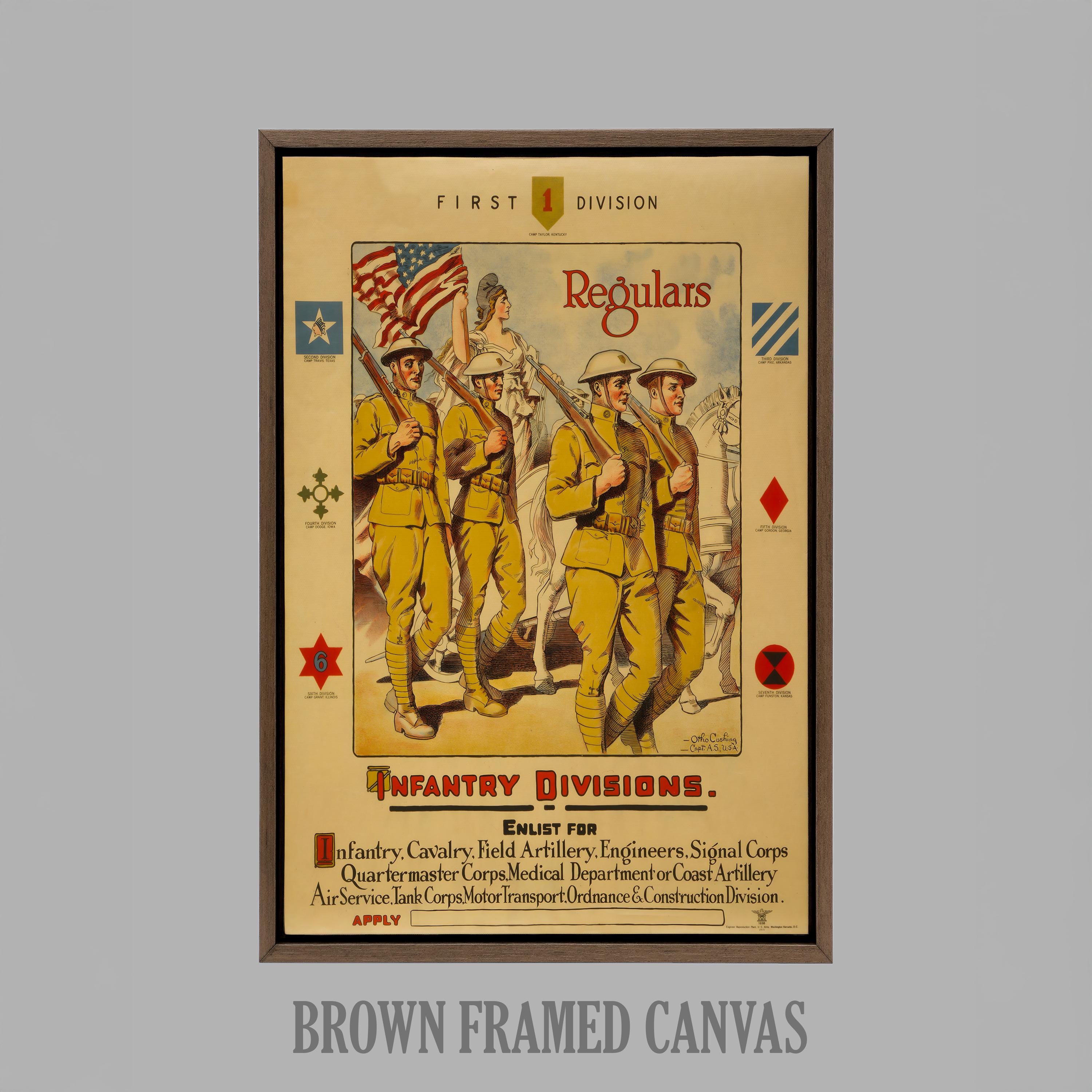 First Georgia Regulars Vintage WWI US Army Recruitment Poster, First Division Regulars ...