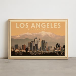 Los Angeles Skyline Wall Art – Vintage Los Angeles CA Wall Art Print, Framed Canvas, Stretched Canvas, Poster Print of Los Angeles