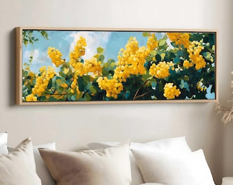 Oregon Grape Plant Panorama Painting, Oregon State Flower Art, Botanical Wall Art, State Flower Print, US State Flowers Decor