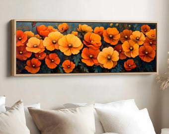 California Poppies Panorama Painting, California State Flower Art, Botanical Wall Art, State Flower Print, US State Flowers Decor