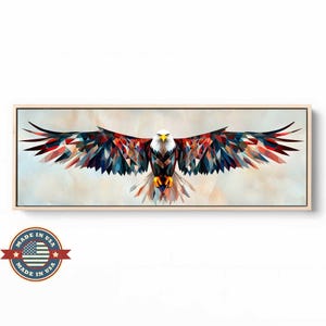 Bald Eagle in US Flag colors Wall Art, Bald Eagle Flag, Patriotic Bald Eagle, US Flag Canvas, Bald Eagle Painting,  Bald Eagle Canvas