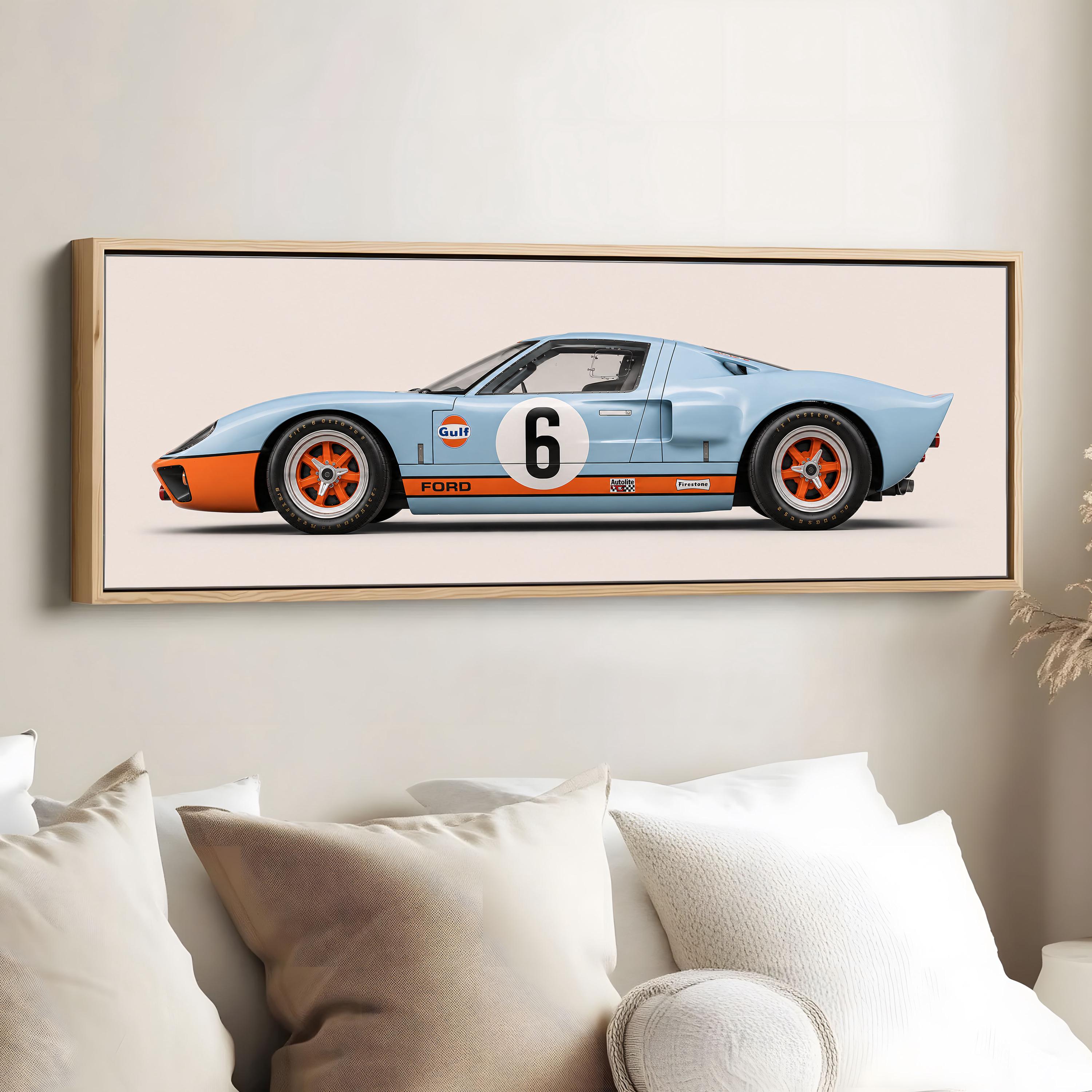 Ford GT40 Gulf Racing Wall Art Print, Vintage Le Mans Race Car Canvas ...