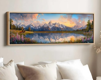 Grand Teton National Park Wall Art, Grand Teton National Park, Grand Teton National Park Poster, Grand Teton Park Painting, Glacier Panorama