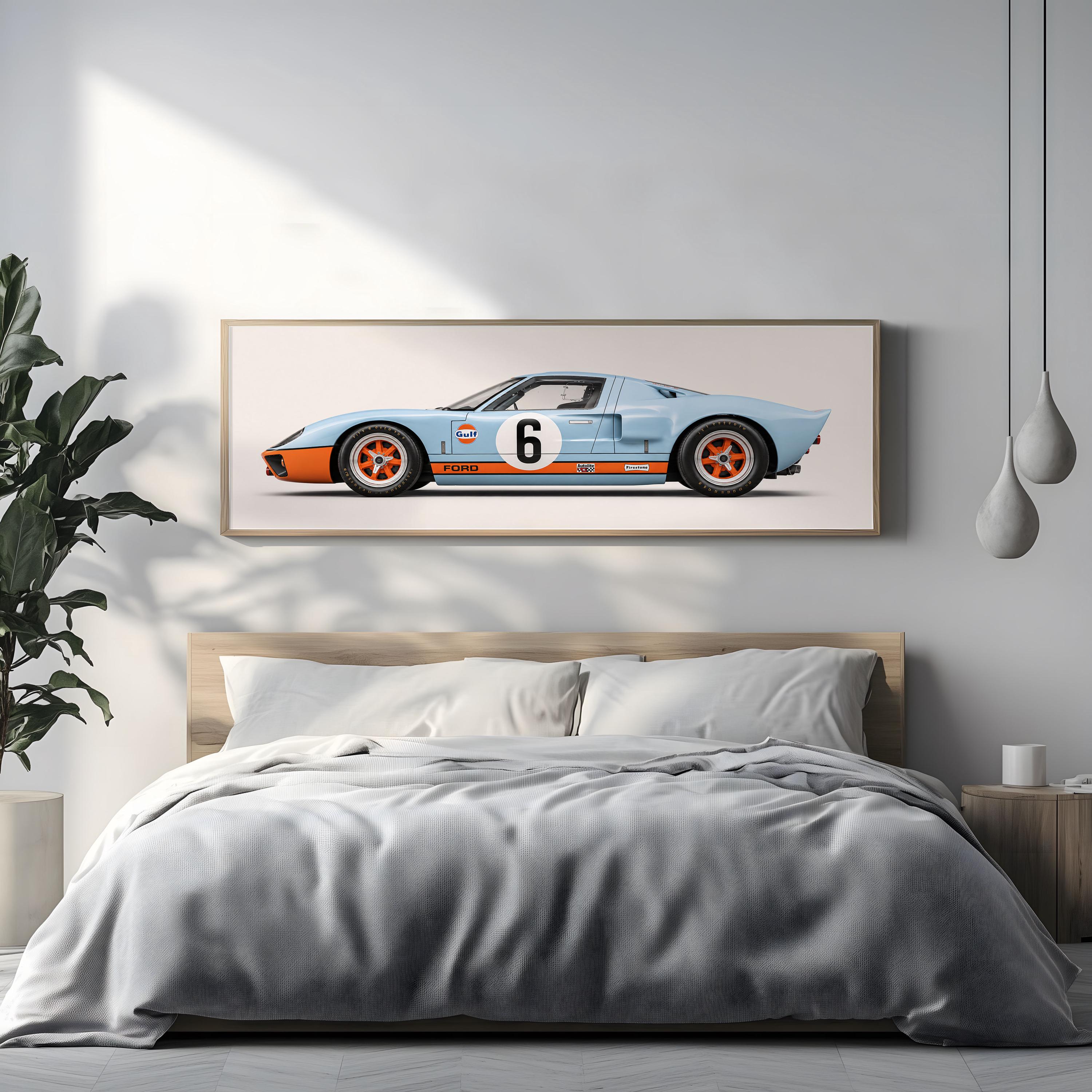 Ford GT40 Gulf Racing Wall Art Print, Vintage Le Mans Race Car Canvas ...
