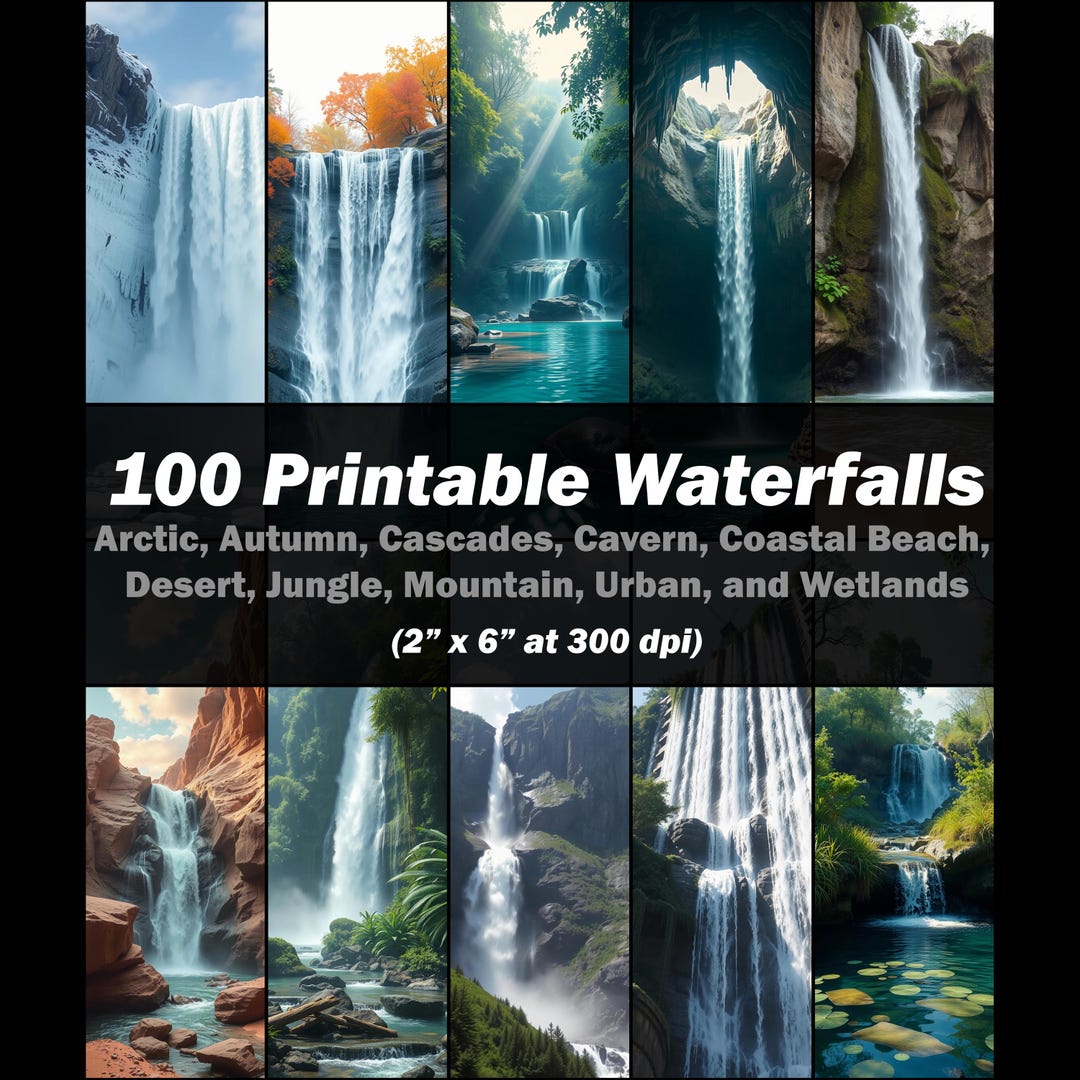 100 Printable Waterfalls, 10 Unique Scenes autumn, Cascades, Etc. for ...