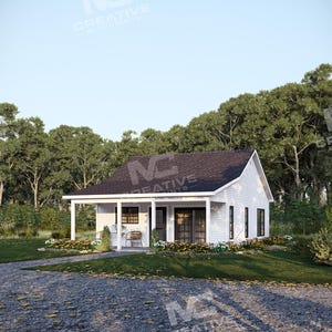 24&#39; x 28&#39; Poolside Guest Suite House Plan | 1 Bedroom 1 Bath Small Home | 672 SF Blueprint PDF (Turn Down Slab Foundation)