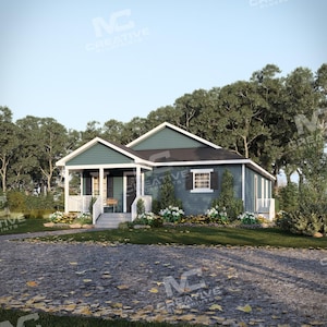 30&#39; x 44&#39; Maplewood Ranch House Plan | 3 Bedroom 2 Bath Single Story Home | 1,320 SF Blueprint PDF (Crawlspace Foundation)