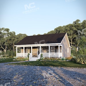 33' x 24' Oaklands Cottage House Plan | 2 Bedroom 1 Bath Single Story Home | 864 SF Blueprint PDF (Crawlspace Foundation)