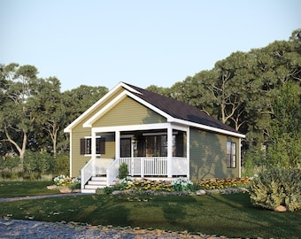 24' x 26' Orchard Cottage House Plan | 1 Bedroom 1 Bath Single Story Home | 623 SF Blueprint PDF (Crawlspace Foundation)