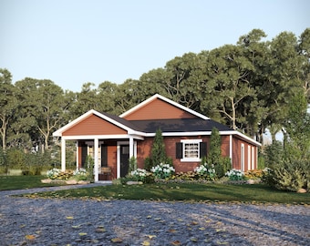 30 'x 44' Mapleview Ranch Haus Plan | 3 Schlafzimmer , 2 Badezimme Story Home | 1320 SF Blueprint PDF (Slab On Grade Fundament)